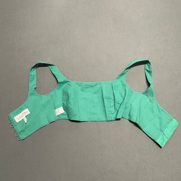 SALONI Square Seams Choli Top Washed‎ Green Linen Crop in Green Size US 0/ UK 4 - Picture 4 of 15